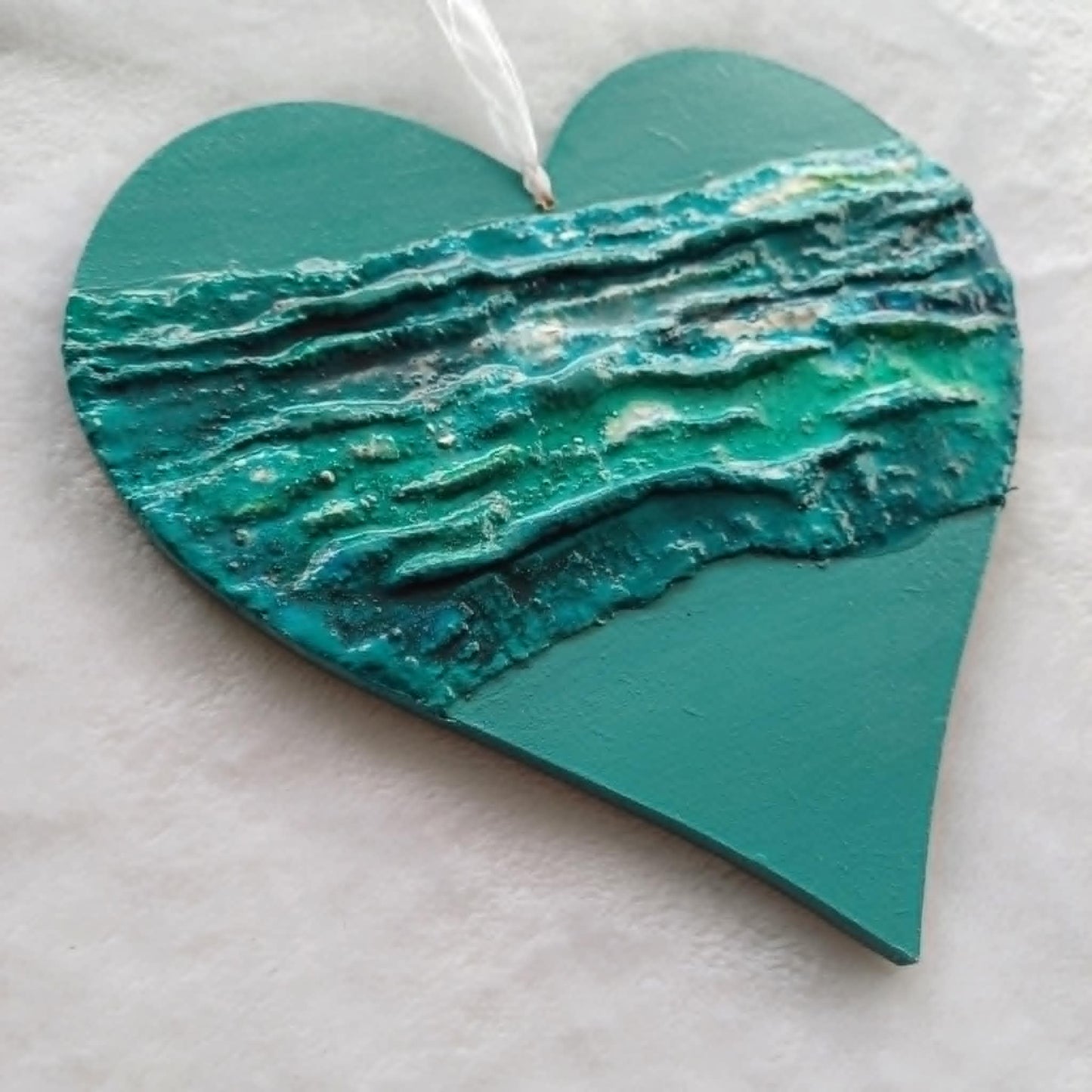 Hanging heart with texture.