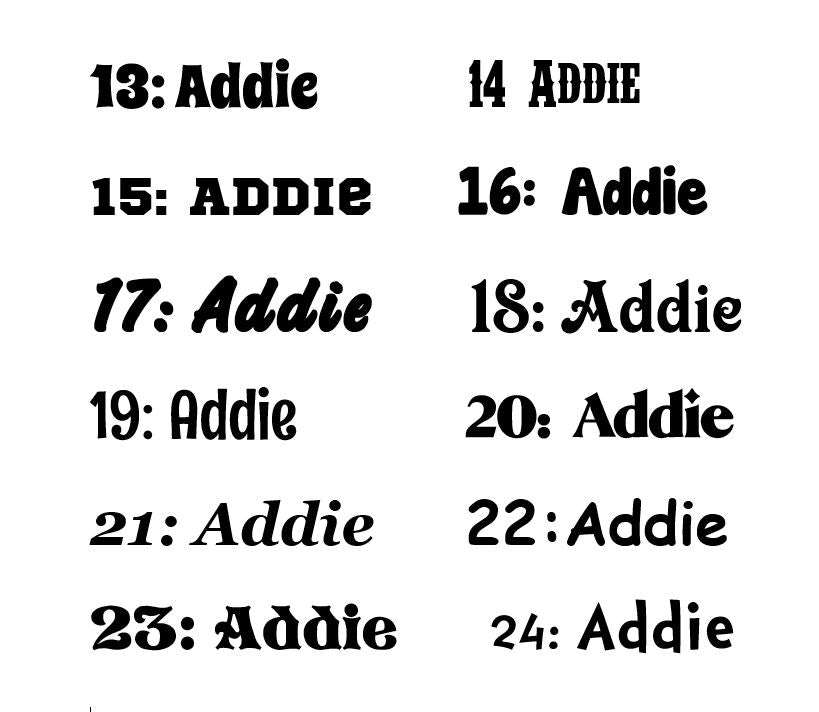 Personalised Names - 10cm high for the uppercase letter - Arla design and colour.