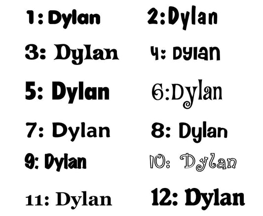Personalised Names - 20cm high for the uppercase letter - Dylan design and colour.
