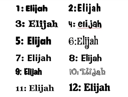 Personalised Names - 20cm high for the uppercase letter - Elijah design and colour.
