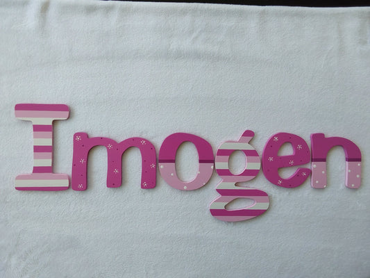 Personalised Names - 20cm high for the uppercase letter - Imogen design and colour.