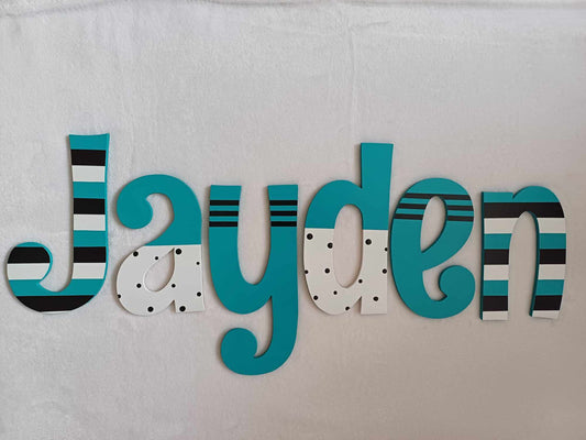 Personalised Names - 20cm high for the uppercase letter - Logan design and colour.
