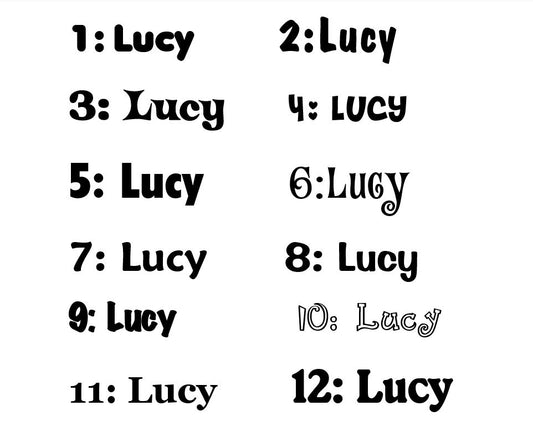 Personalised Names - 20cm high for the uppercase letter - Lucy design and colour.