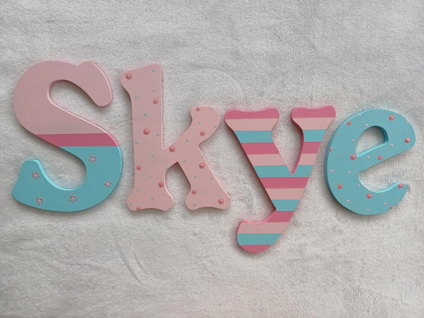 Personalised Names - 20cm high for the uppercase letter - Lucy design and colour.
