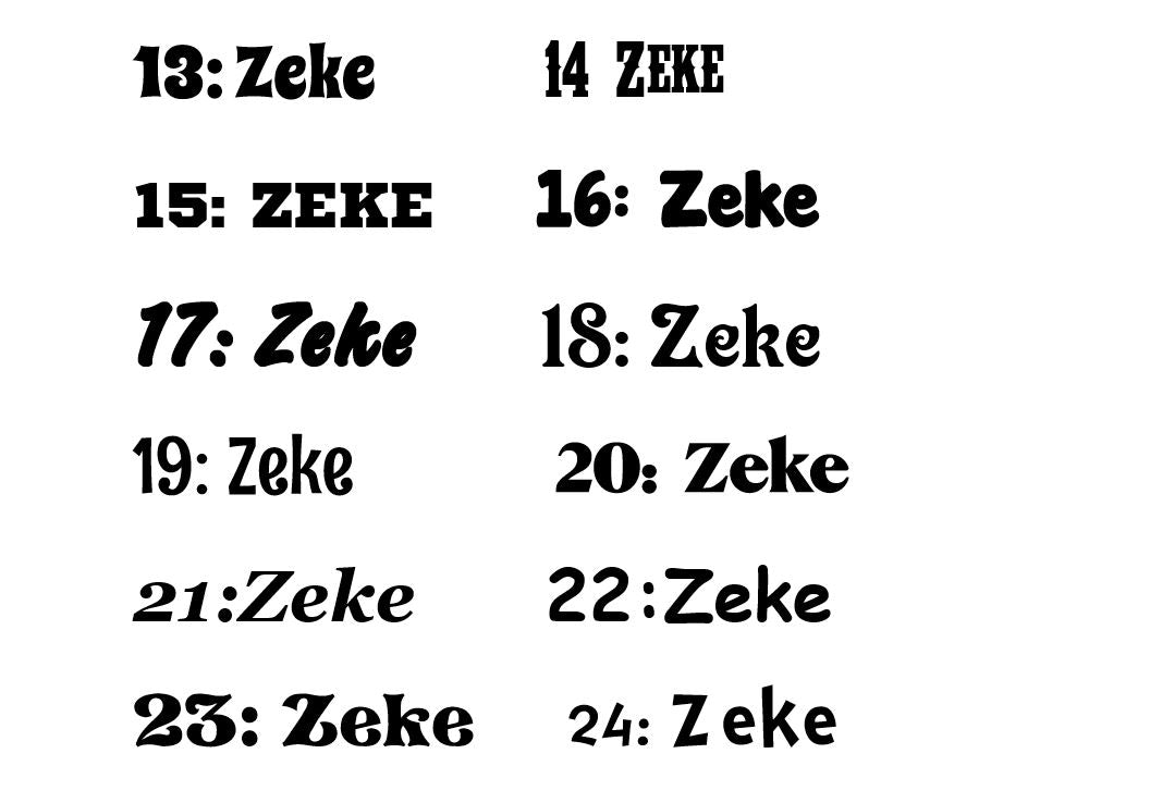 Personalised Names - 10cm high for the uppercase letter - Zeke design and colour.
