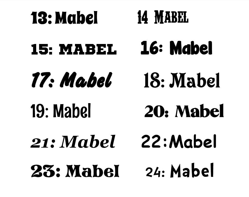 Personalised Names - 15cm high for the uppercase letter - Mabel design and colour.