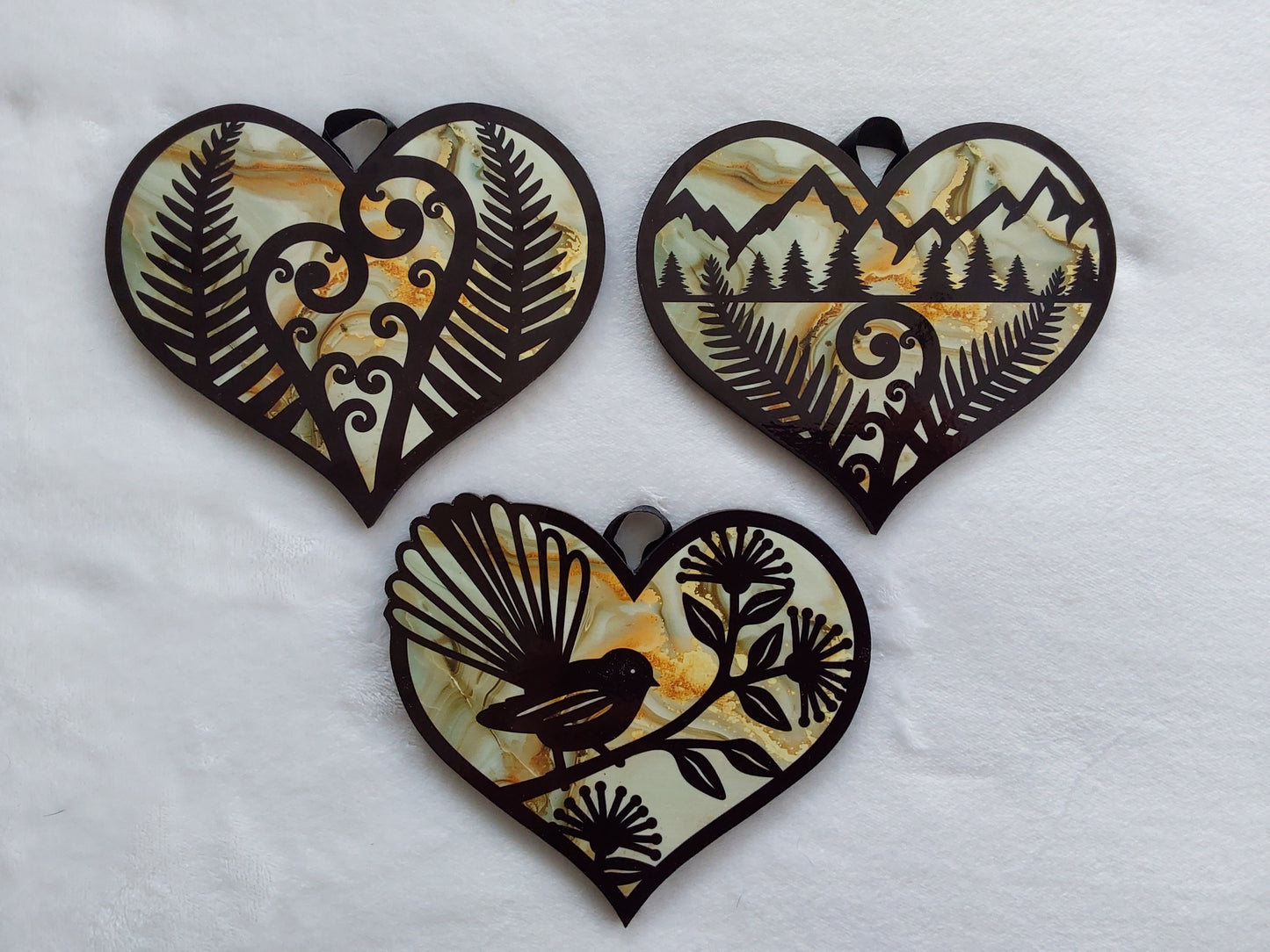 Set of 3 kiwiana wall decor hearts