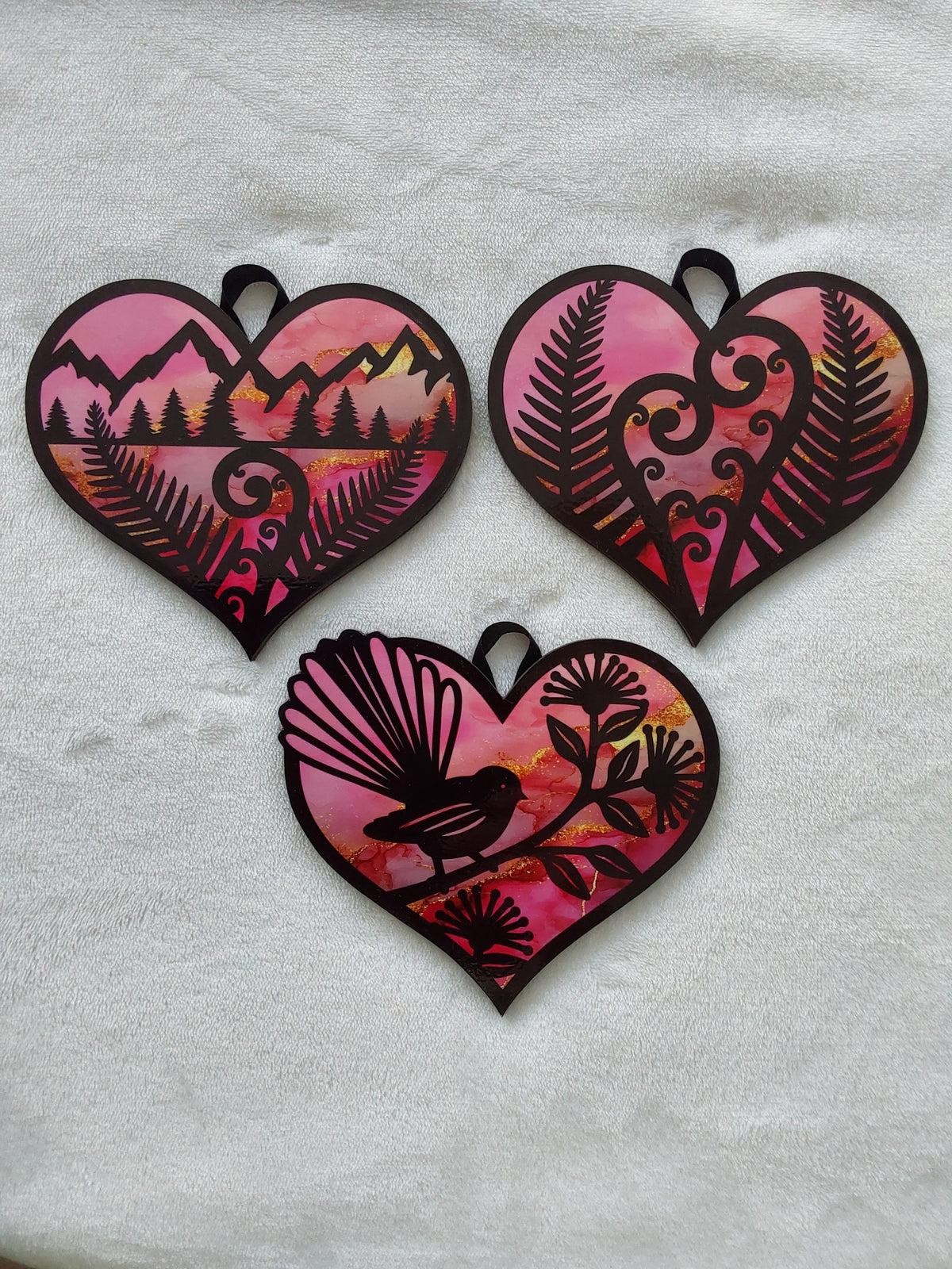 Set of 3 kiwiana wall decor hearts