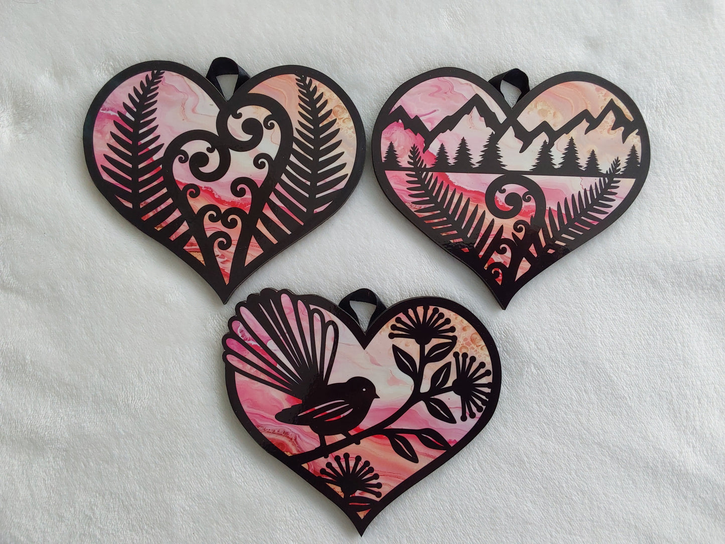 Set of 3 kiwiana wall decor hearts