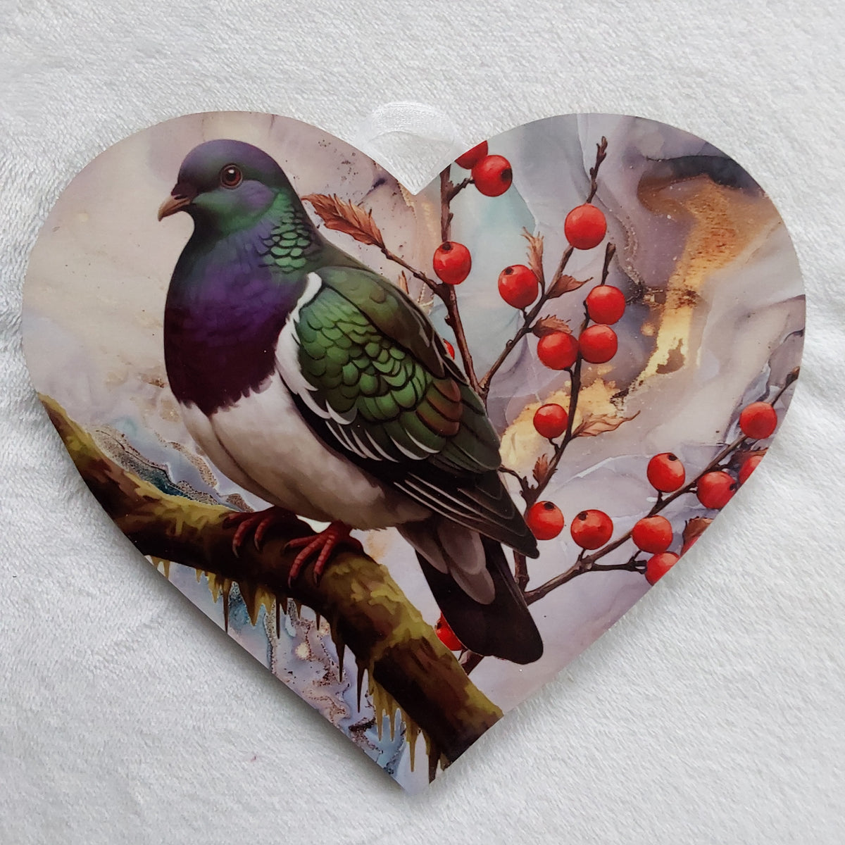 Kereru wood pigeon wall heart - Large