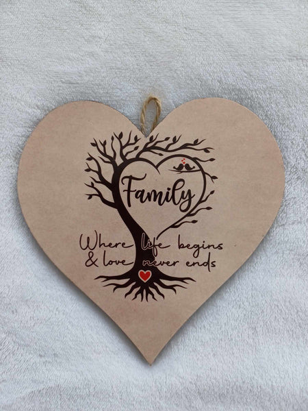 Family Heart 15cm x 15cm.