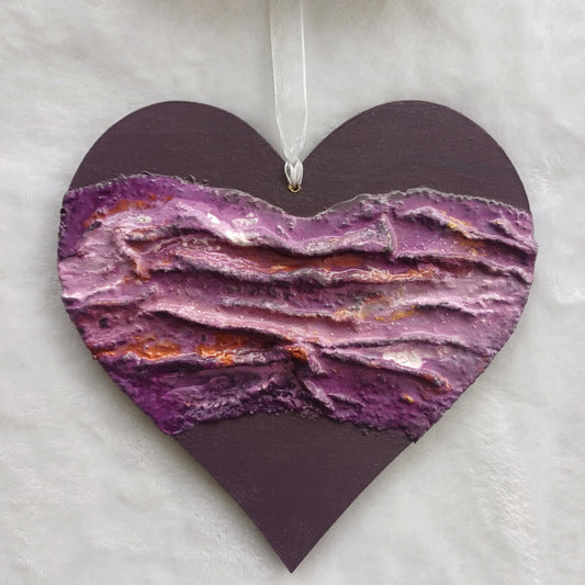 Hanging heart with texture.