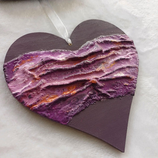 Hanging heart with texture.