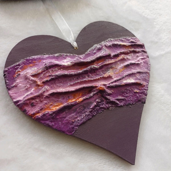 Hanging heart with texture.