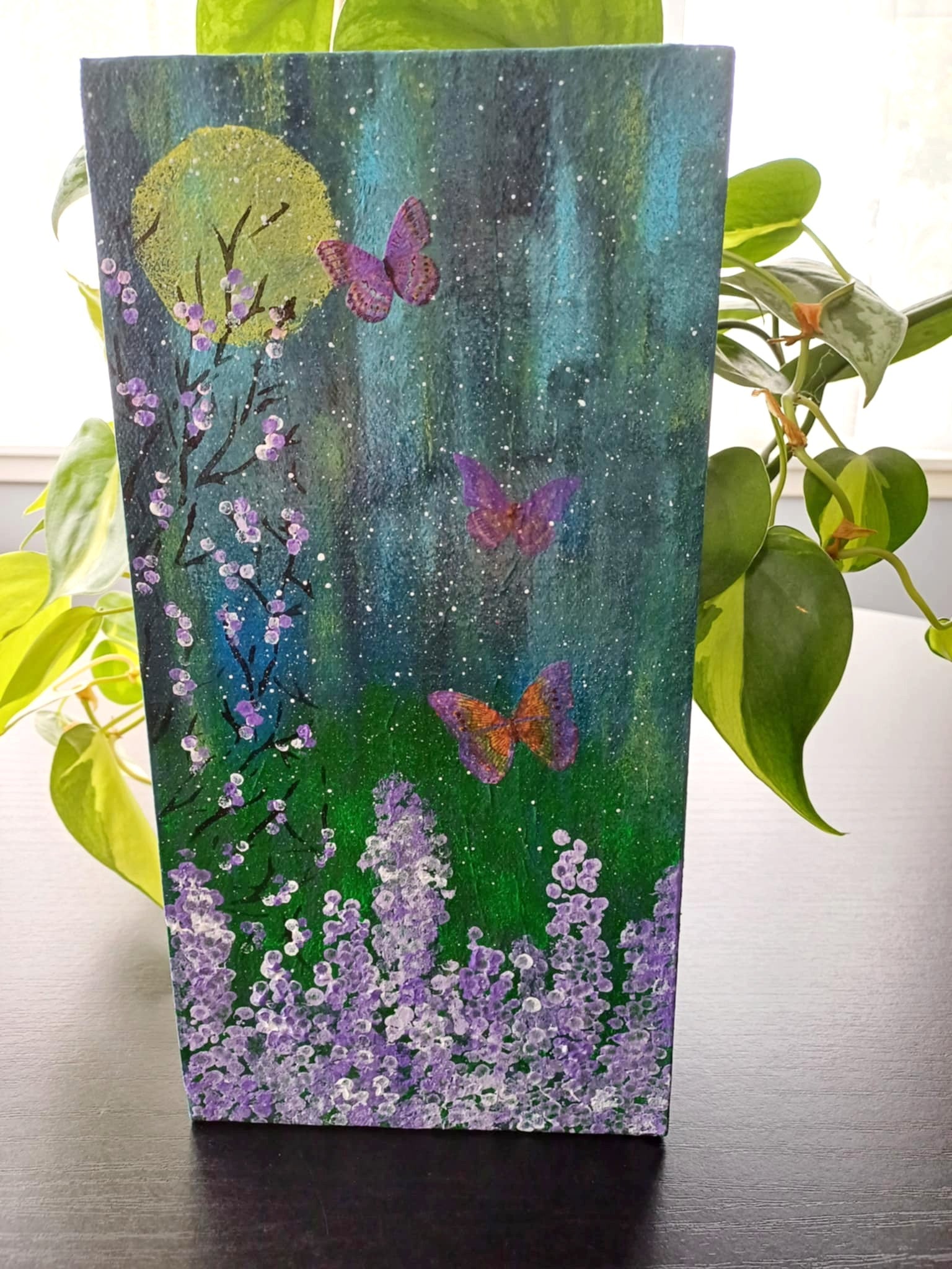 Purple  Clusters - Acrylic painting.