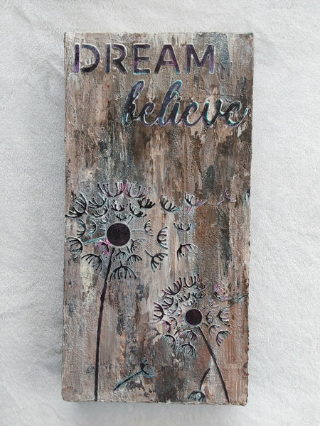Mixed Media Dream Believe Dandelion Canvas