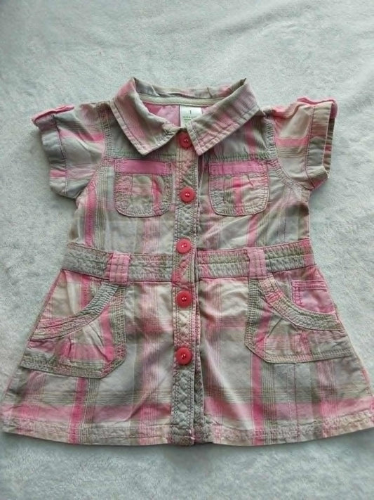 Preloved Pink/grey plaid dress - Hippo + Friends