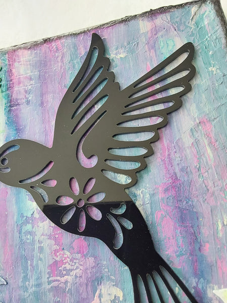 Mixed Media Hummingbird Canvas