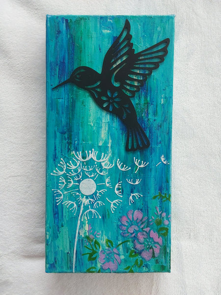 Mixed Media Hummingbird Canvas
