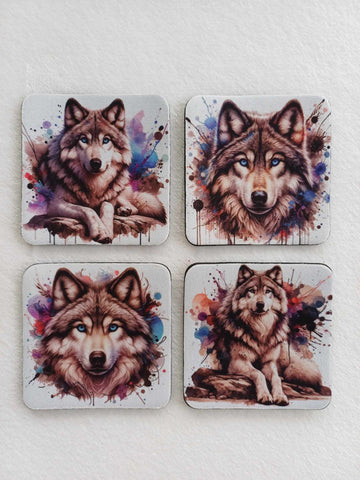 Wolf Rubber Coasters