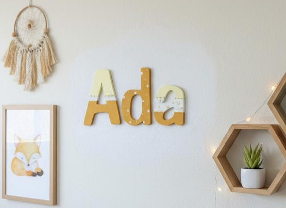 Personalised Names - 10cm high for the uppercase letter - Ada design and colour.