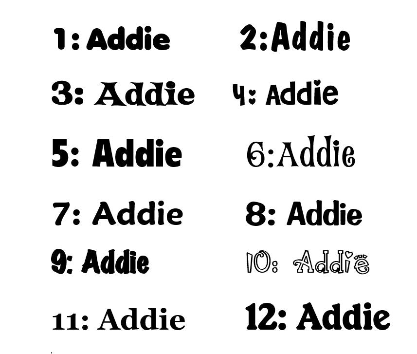 Personalised Names - 10cm high for the uppercase letter - Arla design and colour.