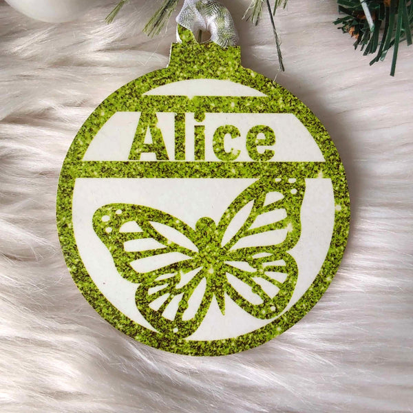 Butterfly Design 3 Christmas Decoration - Personalised in any name