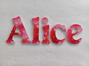 Personalised Names - 15cm high for the uppercase letter - Alice design and colour.