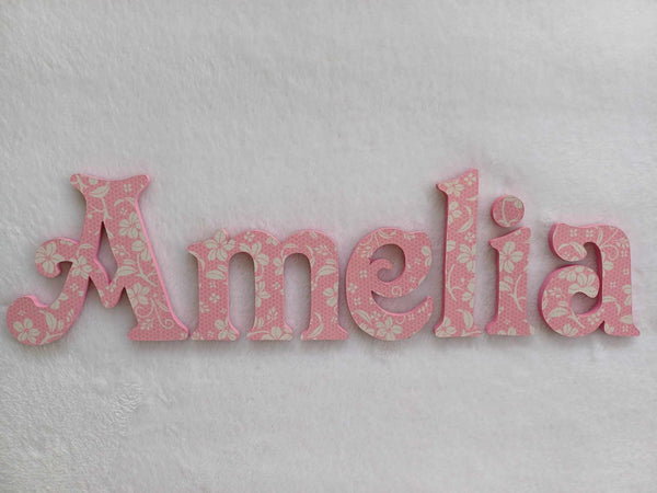 Personalised Names - 15cm high for the uppercase letter - Amelia design and colour.