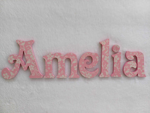 Personalised Names - 15cm high for the uppercase letter - Amelia design and colour.