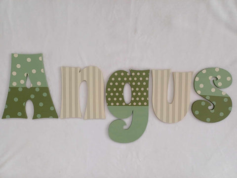 Personalised Names - 20cm high for the uppercase letter - Angus design and colour.