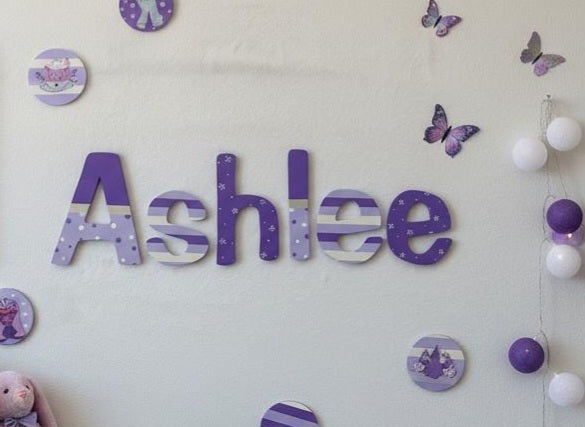 Personalised Names - 10cm high for the uppercase letter - Ashlee design and colour.