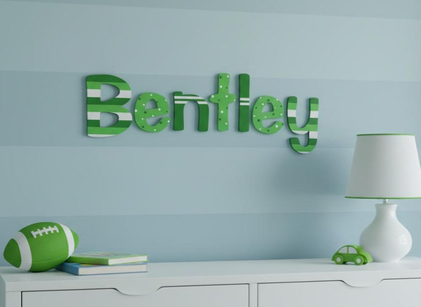 Personalised Names - 10cm high for the uppercase letter - Bentley design and colour.