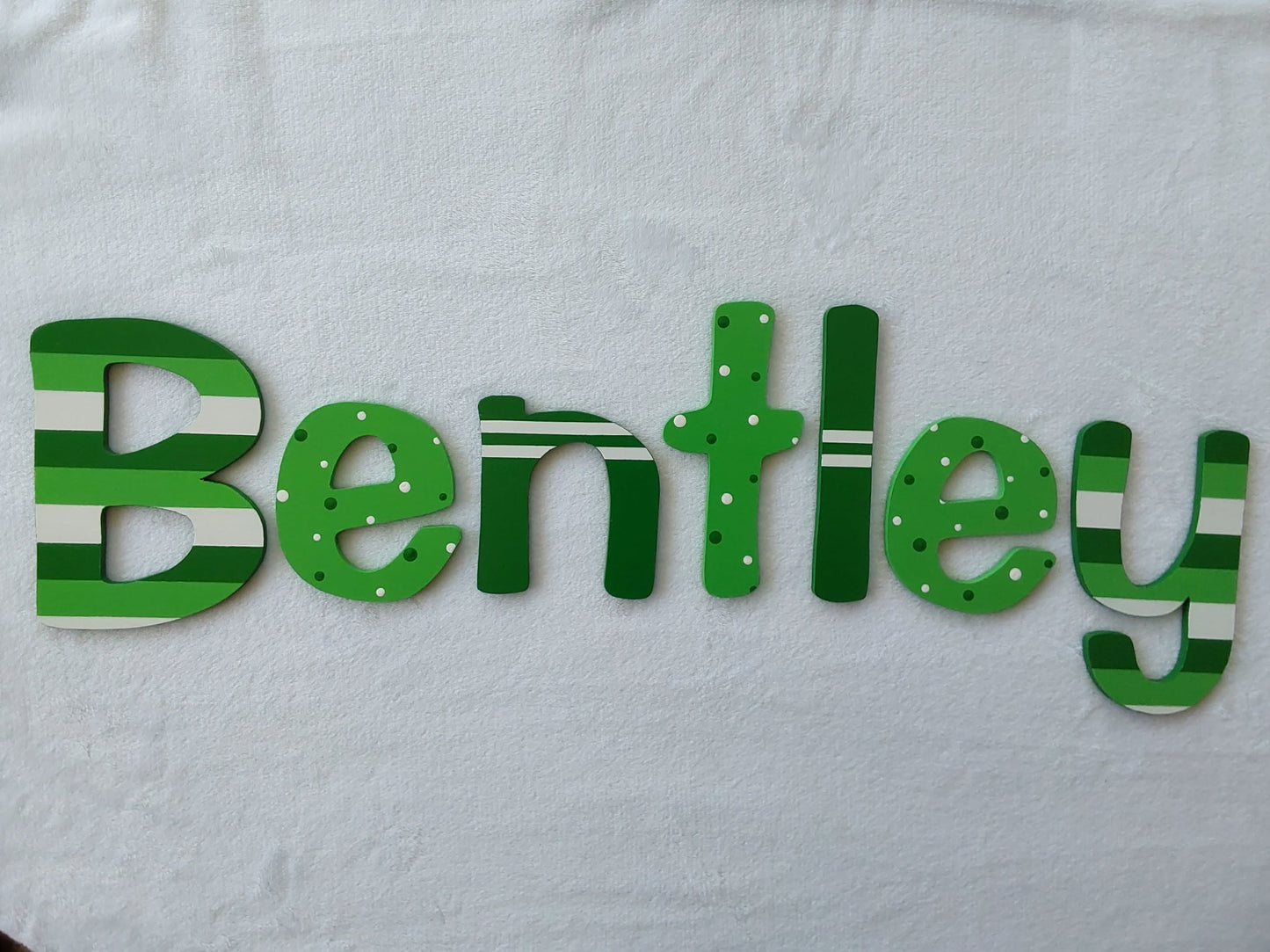 Personalised Names - 10cm high for the uppercase letter - Bentley design and colour.