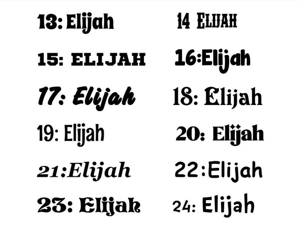 Personalised Names - 10cm high for the uppercase letter - Elijah design and colour.