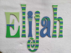 Personalised Names - 15cm high for the uppercase letter - Elijah design and colour.