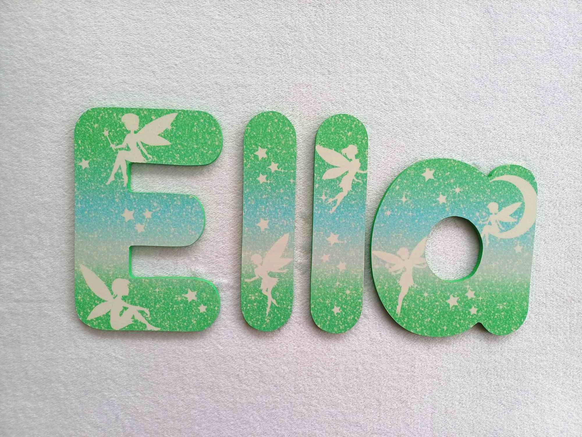 Fairy Names, Made to order - 10cm high for the uppercase letter - Ella design and colour.