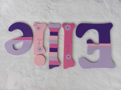 Personalised Names - 20cm high for the uppercase letter - Ellie design and colour.