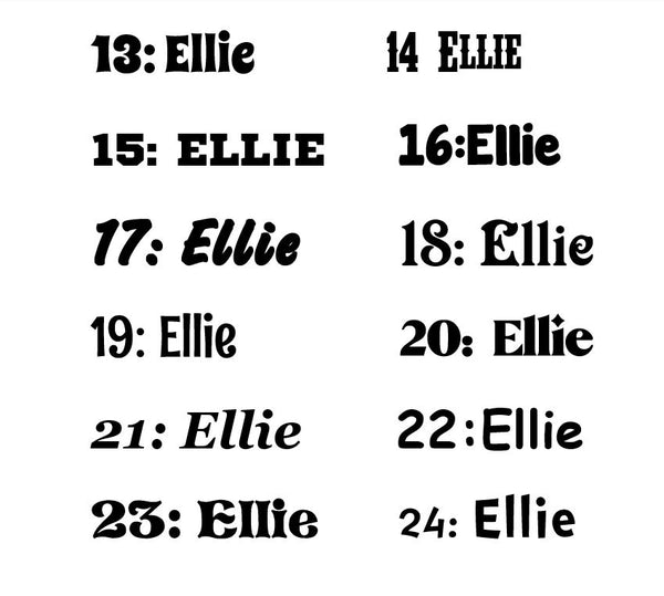 Personalised Names - 20cm high for the uppercase letter - Evie design and colour.