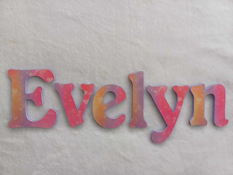 Evelyn - small letters suitable for a door.