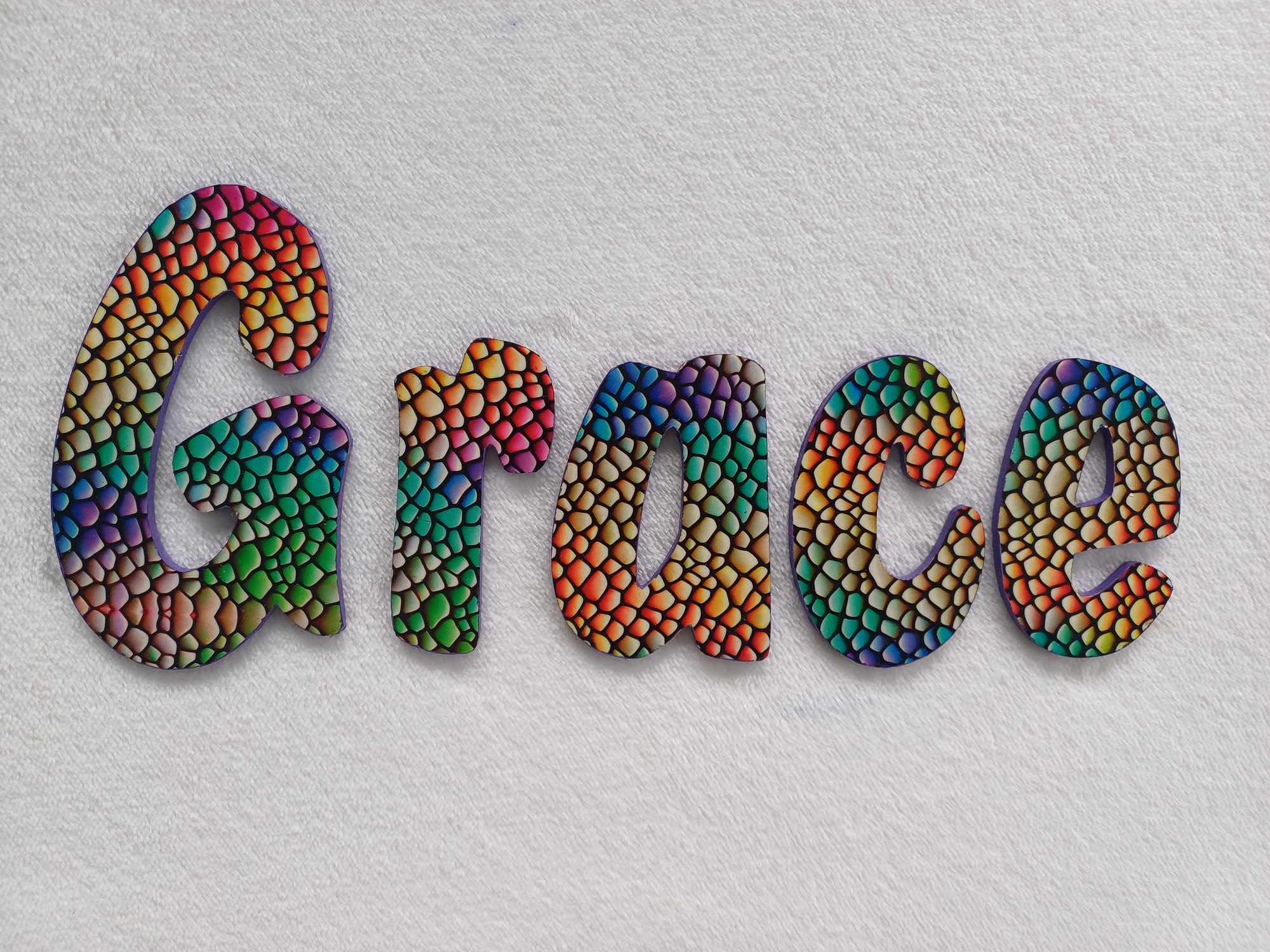 Grace - small letters suitable for a door.