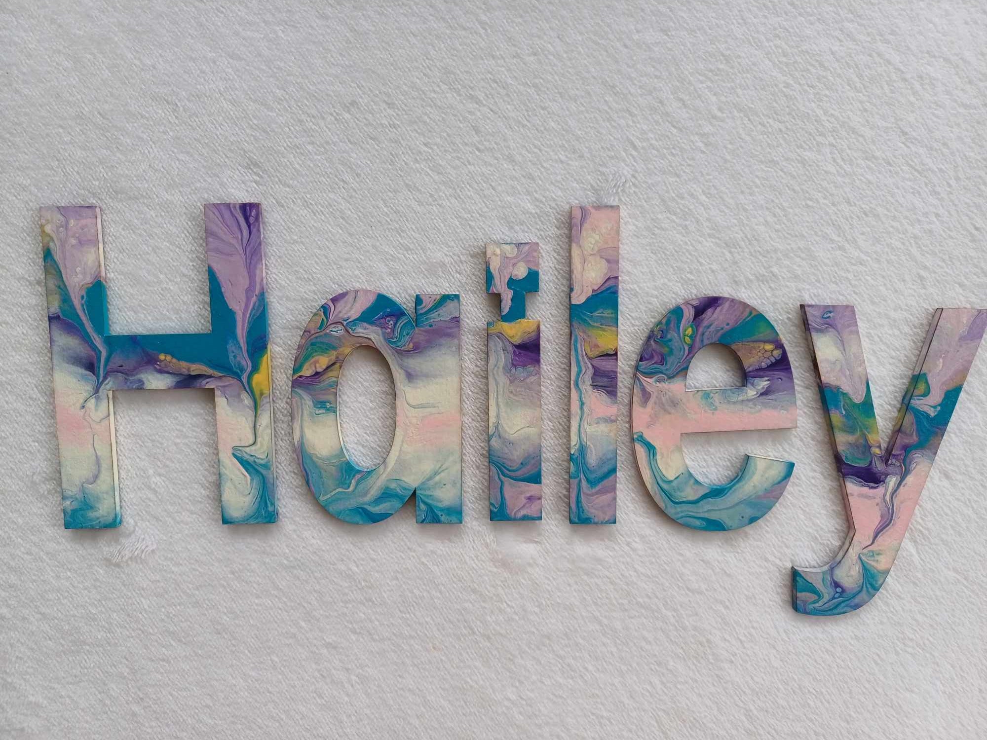 Hailey - small letters suitable for a door.