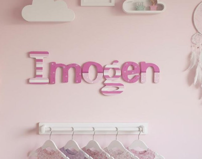 Personalised Names - 10cm high for the uppercase letter - Imogen design and colour.