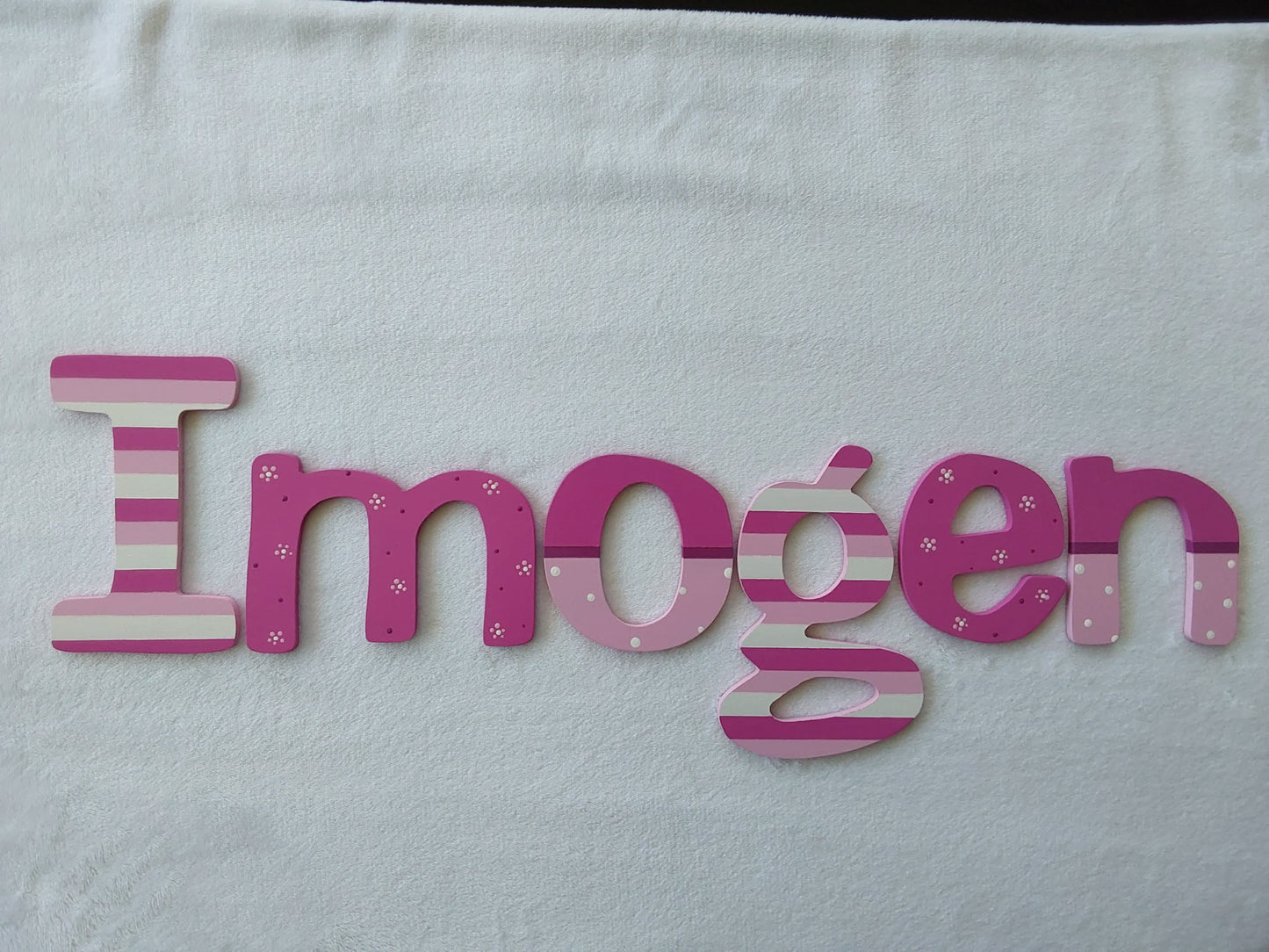 Personalised Names - 10cm high for the uppercase letter - Imogen design and colour.