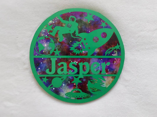 Space themed name plaque - Made to order in any name.