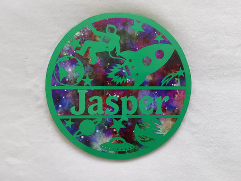 Space themed name plaque - Made to order in any name.