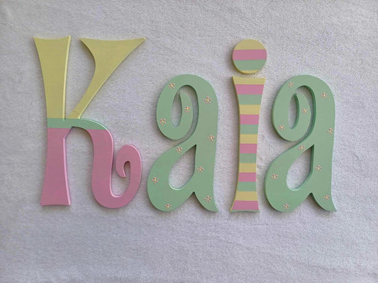 Personalised Names - 20cm high for the uppercase letter - Kaia design and colour.