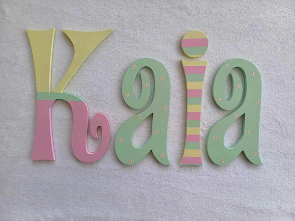 Personalised Names - 15cm high for the uppercase letter - Kaia design and colour.