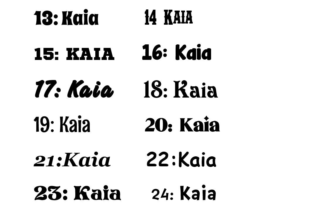 Personalised Names - 15cm high for the uppercase letter - Kaia design and colour.