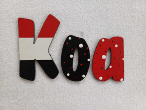 Koa - small letters suitable for a door.